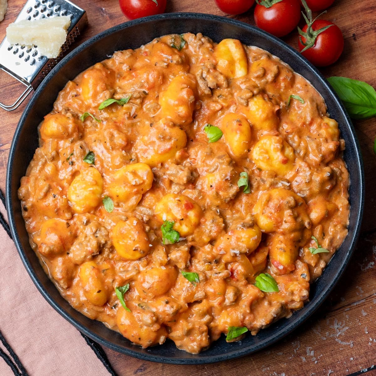 american dish with basil on top