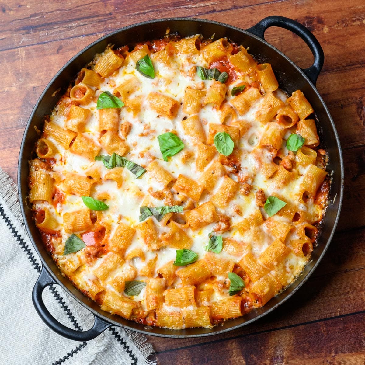 American dish with penne