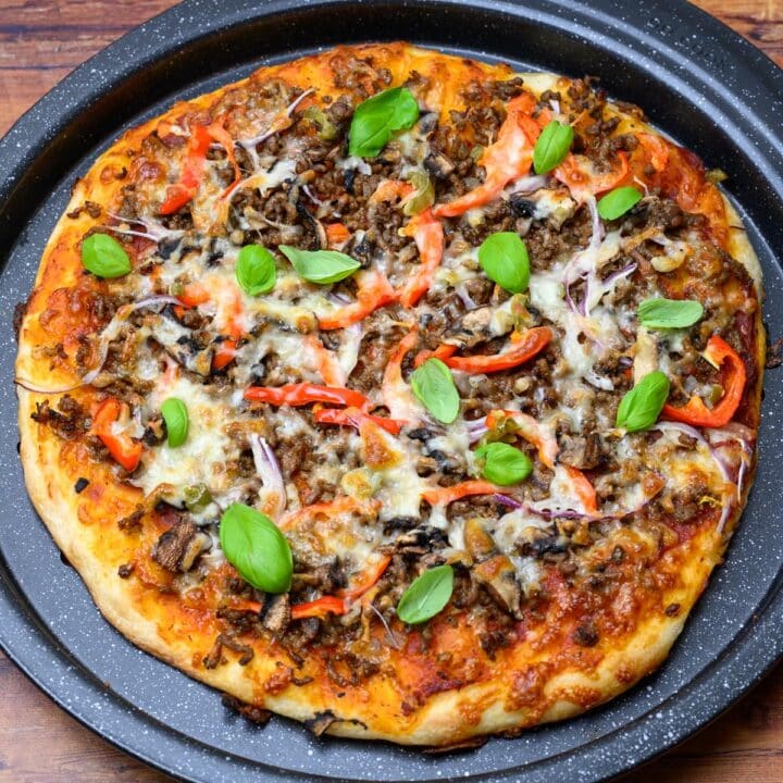 american dish with basil on top