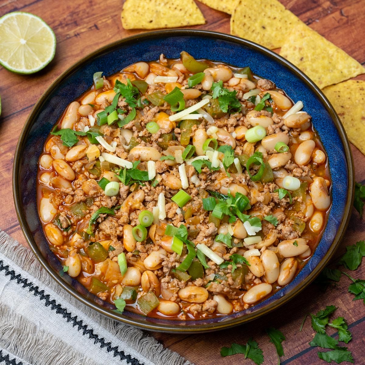 stew with tortilla chips on the side