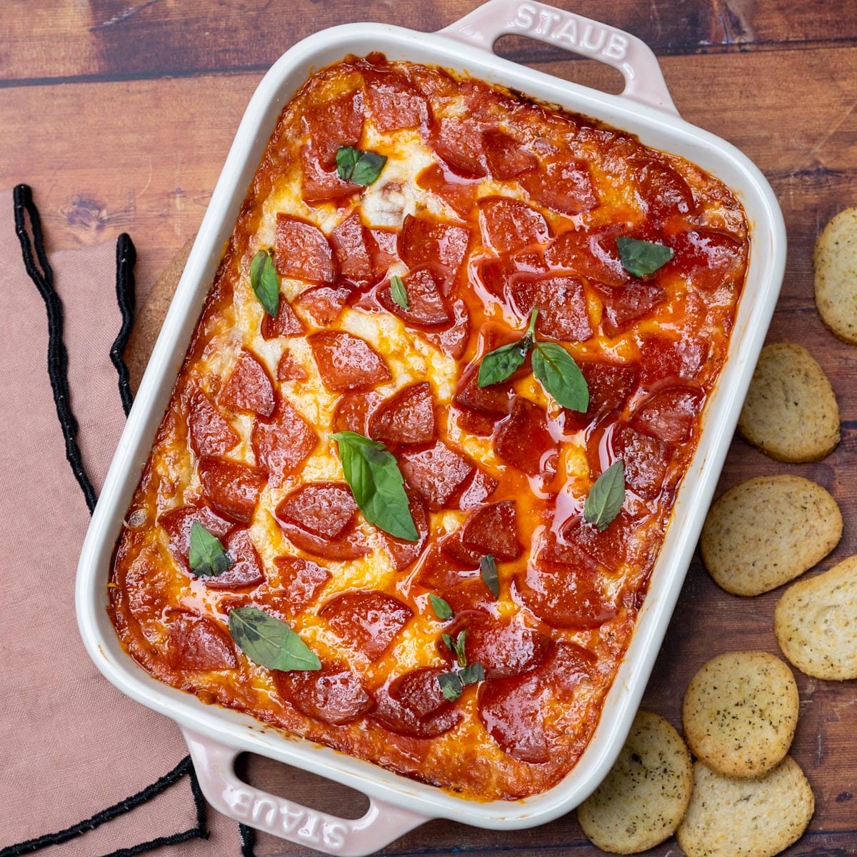 American dish with basil on top