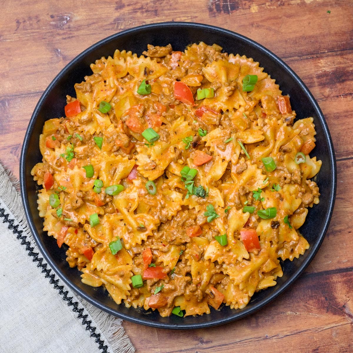 Mexican taco pasta with beef